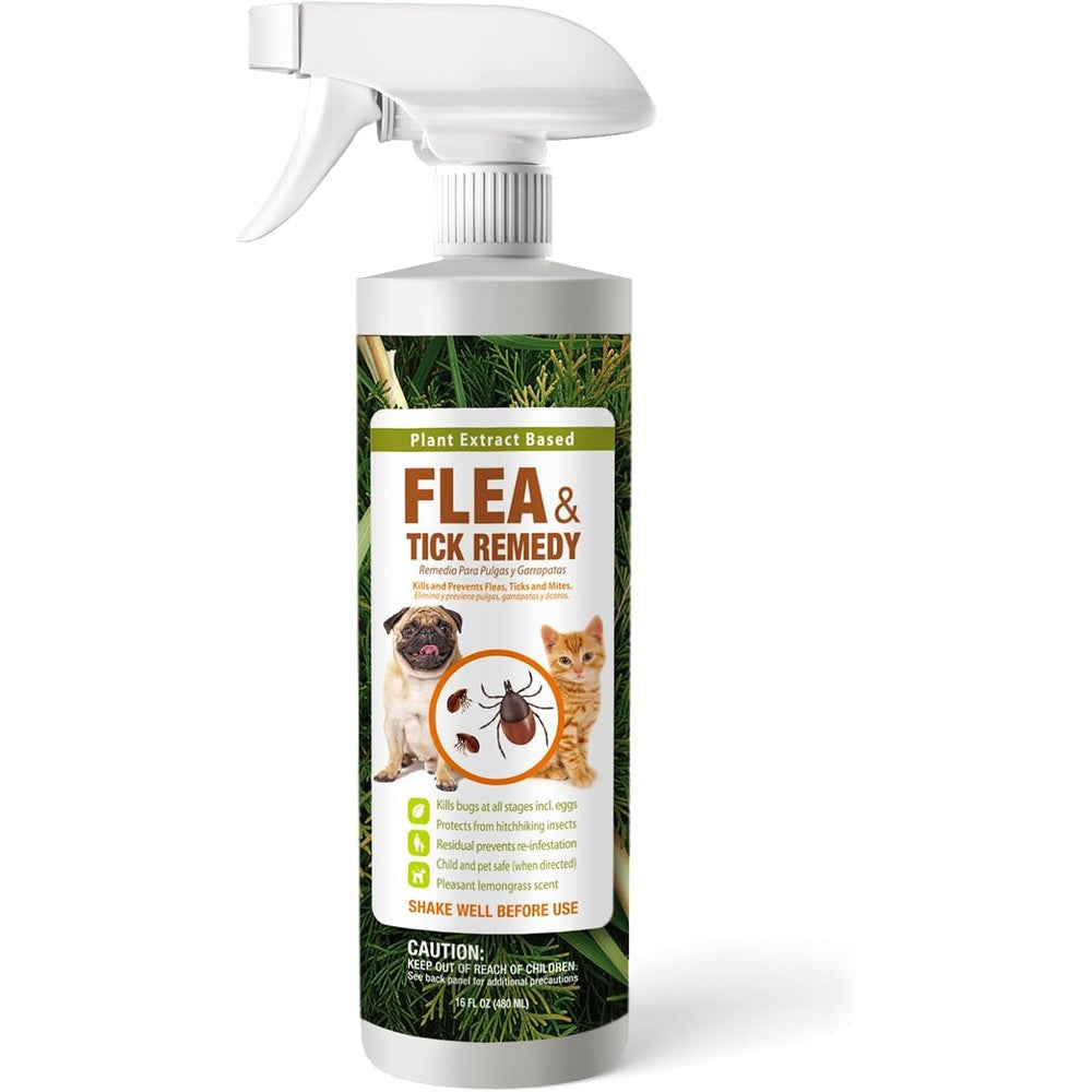 Ecovenger Flea And Tick Removal Spray For Dogs And Cats 16 Fluid Ounces Plant Based Formula For Indoor And Outdoor Pest Protection