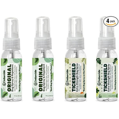 Cedarcide Original And Tickshield Family Pack Natural Cedar And Lemongrass Oil Bug Spray Four Pack One Fluid Ounce Spritzers