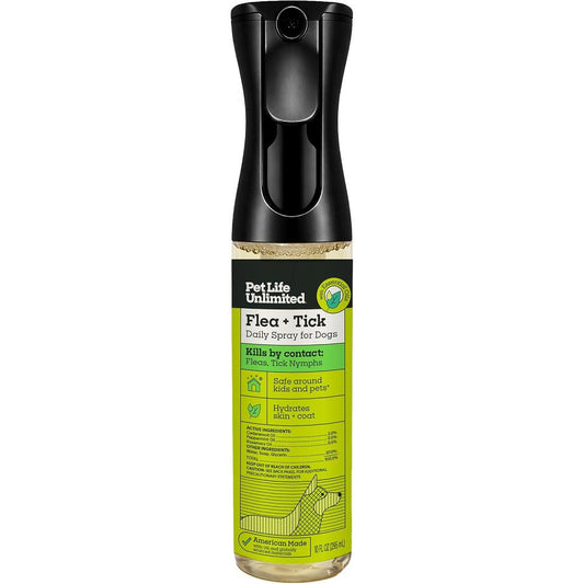 Pet Life Unlimited Natural Flea And Tick Spray For Dogs Plant Based Prevention And Treatment With Essential Oils 10 Ounces