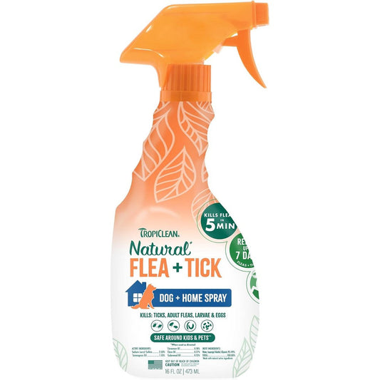 TropiClean Natural Maximum Strength Flea And Tick Spray For Dogs And Bedding, 16 Fluid Ounce
