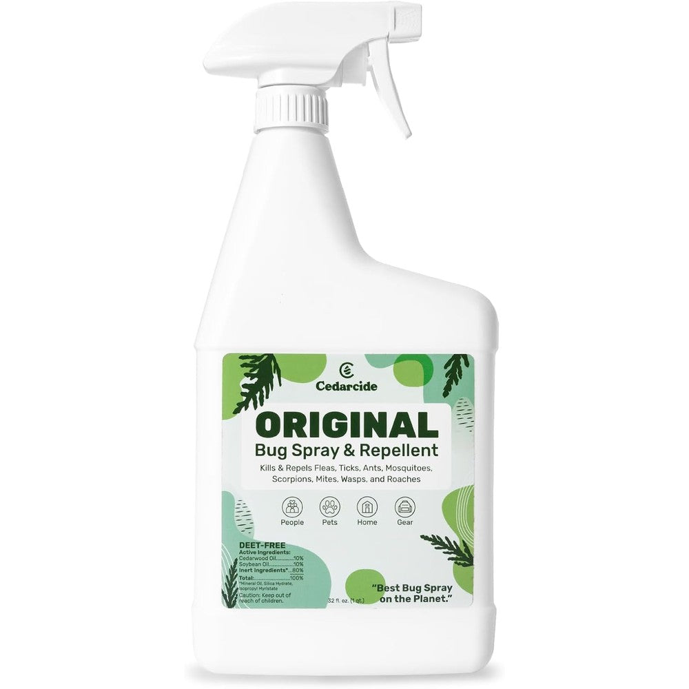 Cedarcide Original Bug Spray Repel And Kill Fleas Ticks Mosquitoes Mites Ants And Chiggers Natural Cedar Oil Formula 32 Fluid Ounces