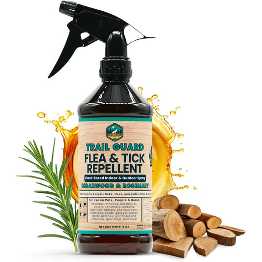 Trail Hound Pet Supply Co. Trail Guard Natural Extra Strength Insect Flea And Tick Spray For Dogs Cats People And Home 16 Fluid Ounces Cedarwood An...