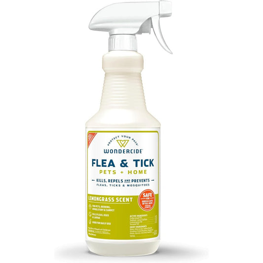 Wondercide Flea Tick And Mosquito Spray For Dogs Cats And Home With Natural Essential Oils Lemongrass Scent 32 Fluid Ounces
