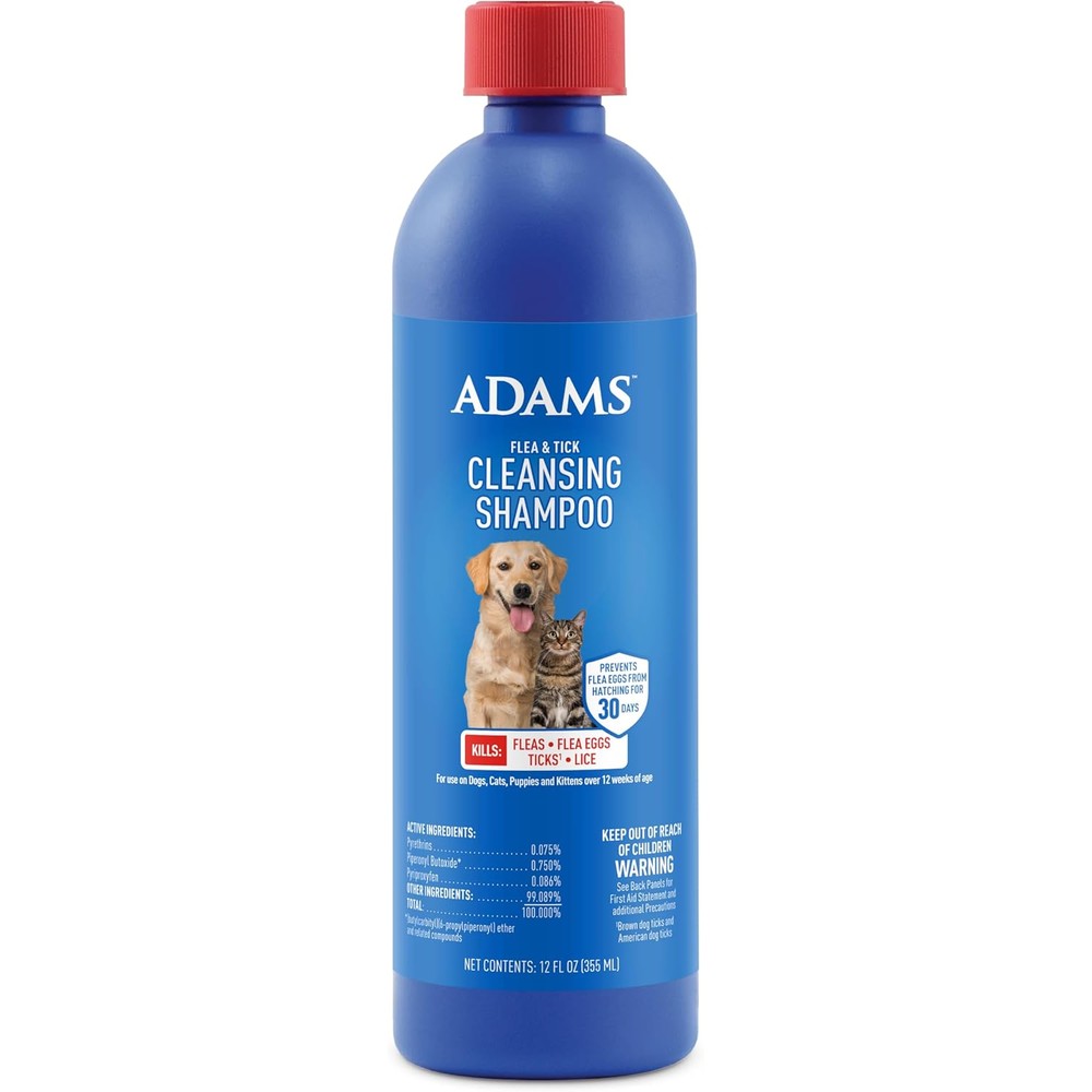 Adams Flea And Tick Cleansing Shampoo For Dogs And Cats 12 Ounces