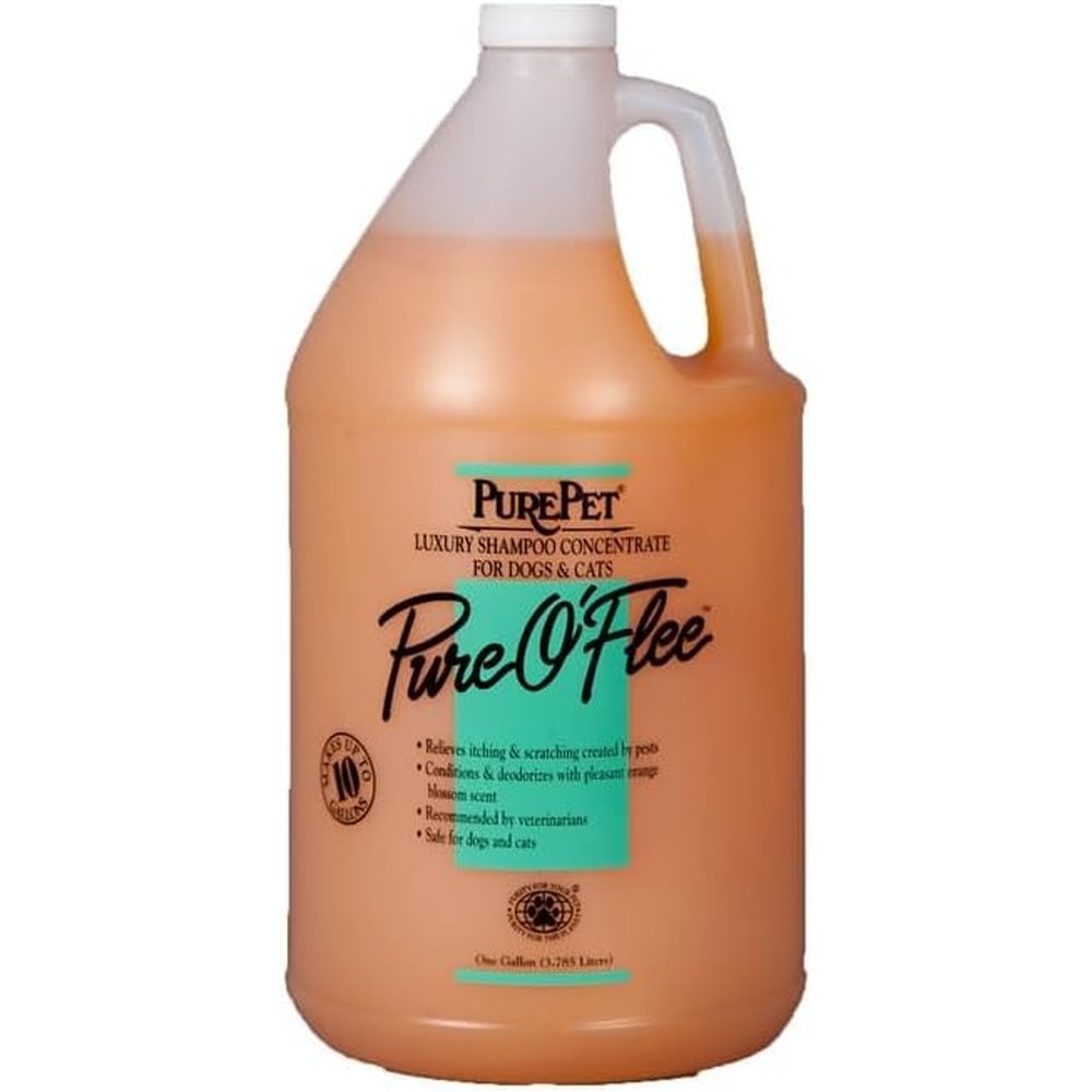 PurePet Pure O'Flee Dog And Cat Conditioning Shampoo Concentrate Ten To One Dilution Orange Blossom Scent One Gallon