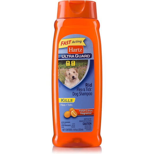 Hartz UltraGuard Rid Flea And Tick Citrus Scented Dog Shampoo For Puppies And Dogs Eighteen Fluid Ounces