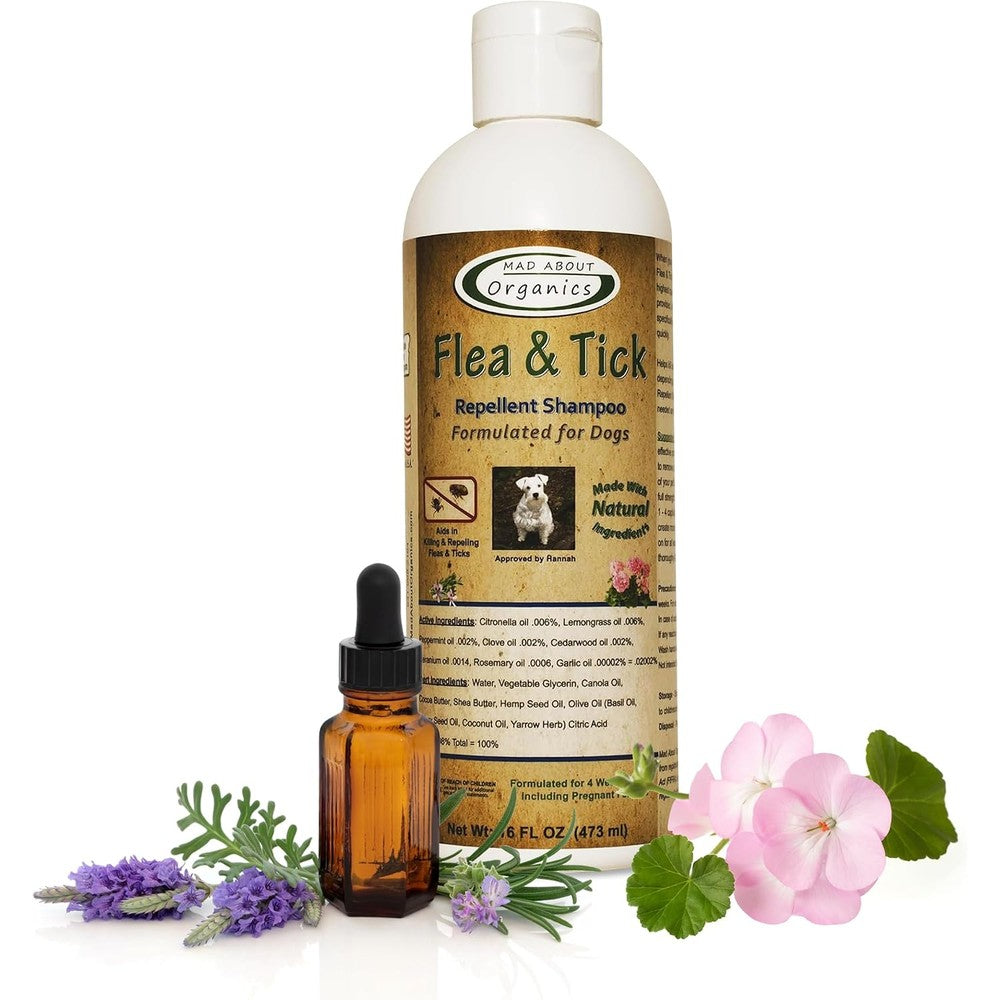 Mad About Organics Flea And Tick Protection Dog Shampoo For Puppies And Pregnant Dogs 16 Fluid Ounce