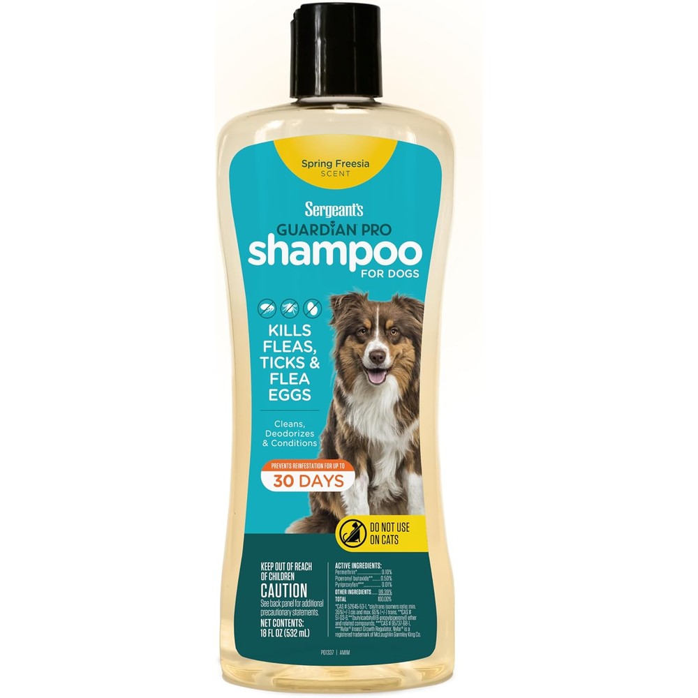 Sergeant's Guardian Pro Flea And Tick Dog Shampoo In Spring Freesia Scent Eighteen Ounce