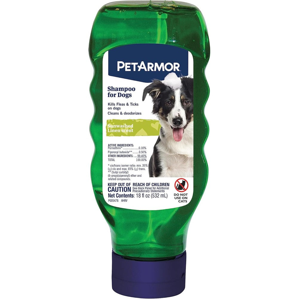 PetArmor Flea and Tick Shampoo for Dogs Original Sunwashed Linen Scent 18 Ounce