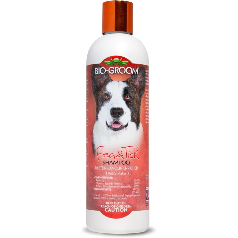 Bio-Groom Flea And Tick Dog Shampoo Tear Free Protein Lanolin Enriched Parasite Control Formula For Dogs And Cats 355ml