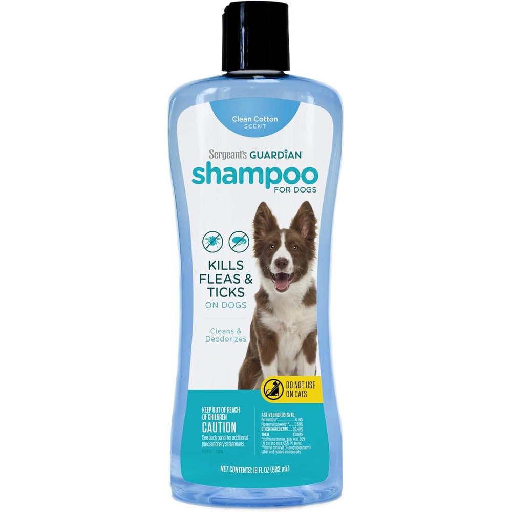 Sergeant's Guardian Flea And Tick Shampoo For Dogs Clean Cotton Scent 18 Ounces