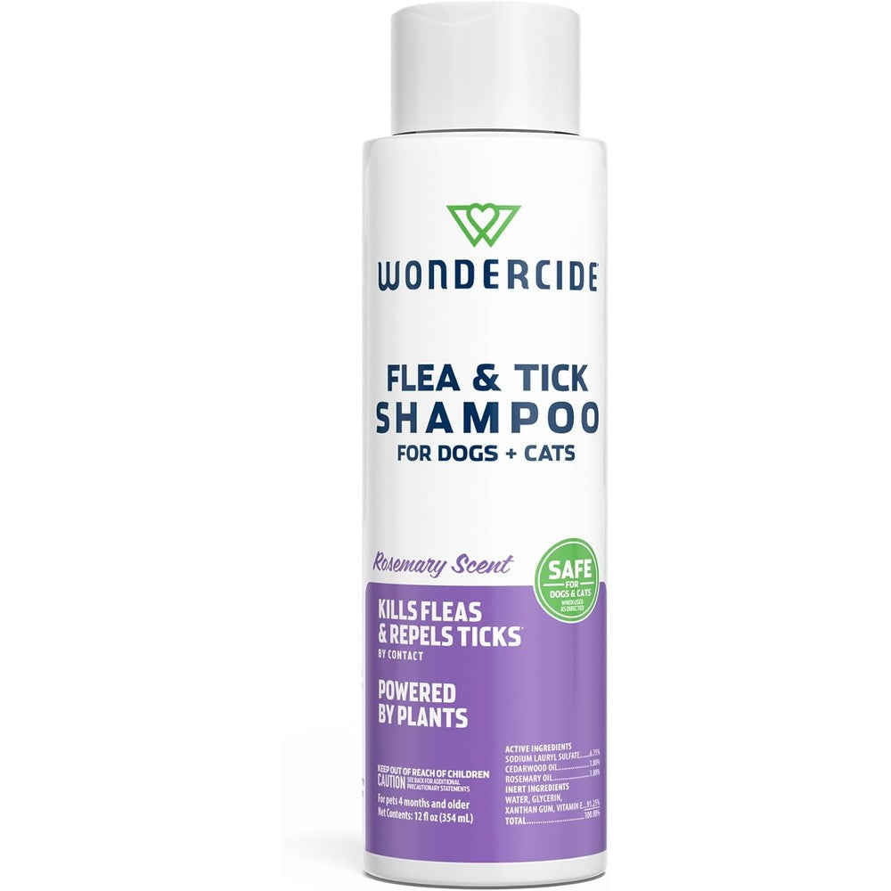Wondercide Flea and Tick Shampoo for Dogs and Cats Plant Powered Treatment with Natural Essential Oils Rosemary Scent 12 Fluid Ounces