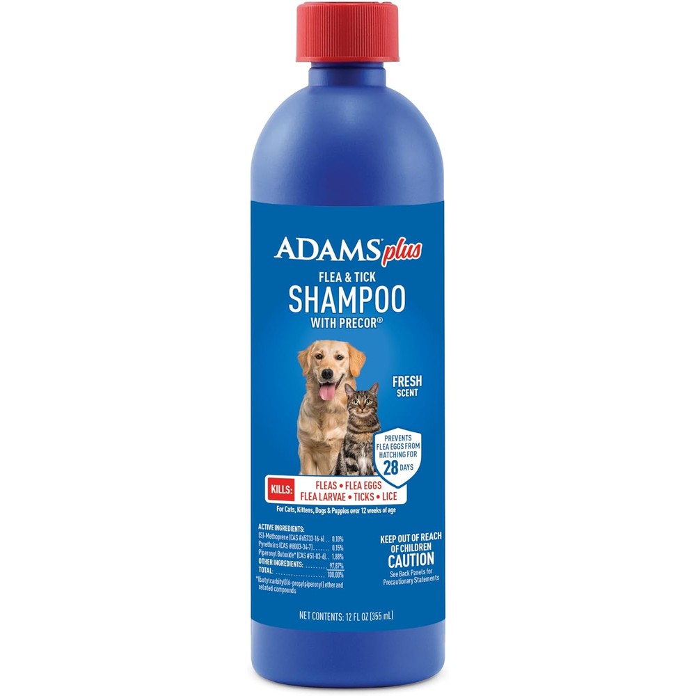 Adams Plus Flea And Tick Shampoo With Precor Insect Growth Regulator For Dogs And Cats 12 Ounce