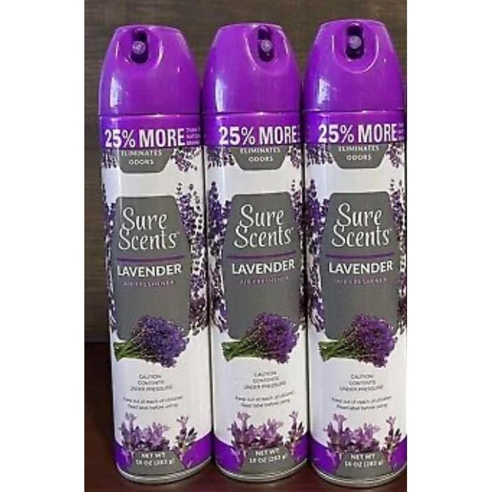 Sure Scents Lavender Air Freshener Aerosol Odor Eliminating Spray Ten Ounce