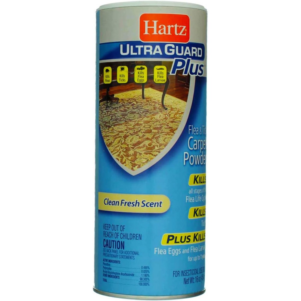 Hartz UltraGuard Plus Flea And Tick Carpet Powder Fresh Scent For Home Pest Control 16 Ounce