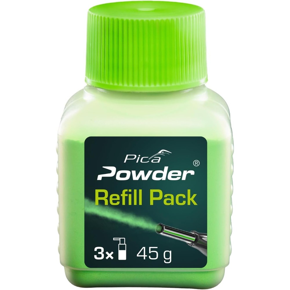 Pica Powder Refill Pack 2030 Fluorescent Green Chalk Powder For Deep Hole Spray Marker Forty Five Grams
