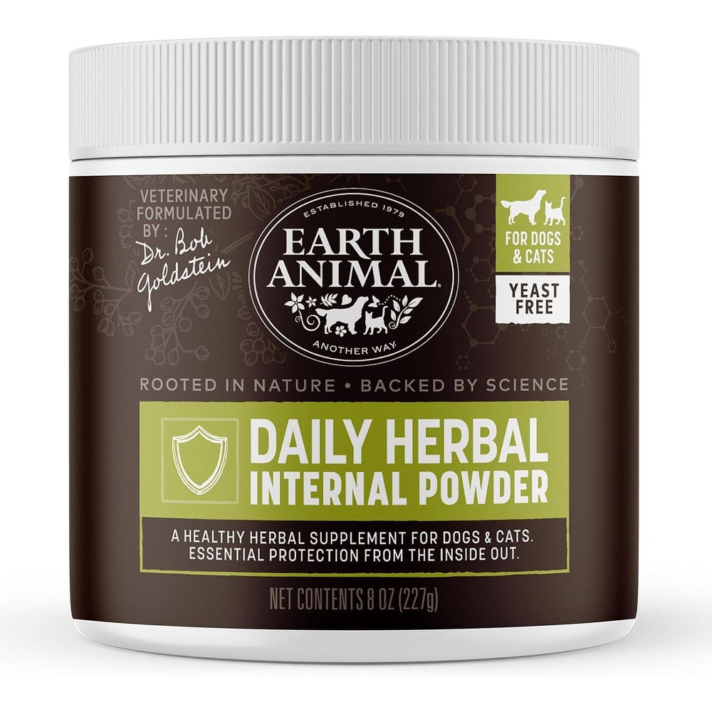 Earth Animal Apothecary Natural Flea And Tick Daily Internal Herbal Powder Supplement For Dogs And Cats Eight Ounce