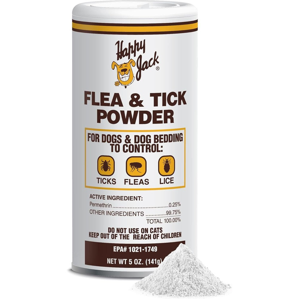 Happy Jack Flea And Tick Powder For Dogs And Puppies Odorless Pest Control Treatment Five Ounces