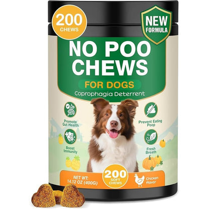NEXZL 200 Chew No Poo Chews For Dogs Coprophagia Stool Eating Deterrent Supplement With Probiotics And Enzymes Chicken Flavor 200 Count