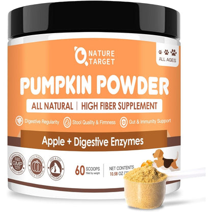 Nature Target Pumpkin Powder For Dogs And Cats With Apple Fiber And Digestive Enzymes For Digestive Health And Stool Support
