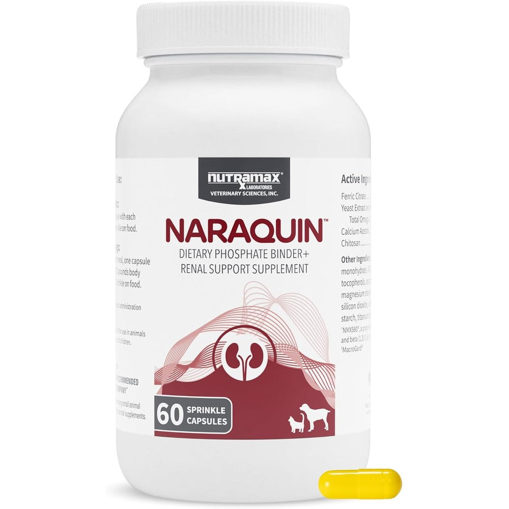Nutramax Laboratories Naraquin Dietary Phosphate Binder And Renal Support Supplement For Cats And Dogs, 60 Count