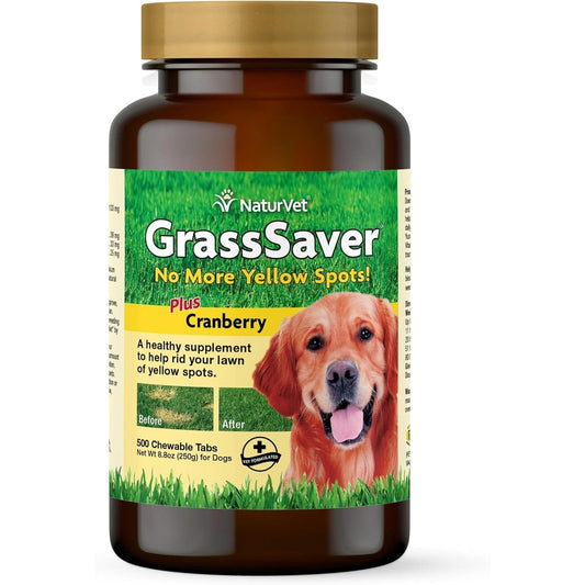 NaturVet GrassSaver Supplement For Dogs Healthy Lawn Formula With B-Complex Vitamins And Amino Acids 500 Tablets