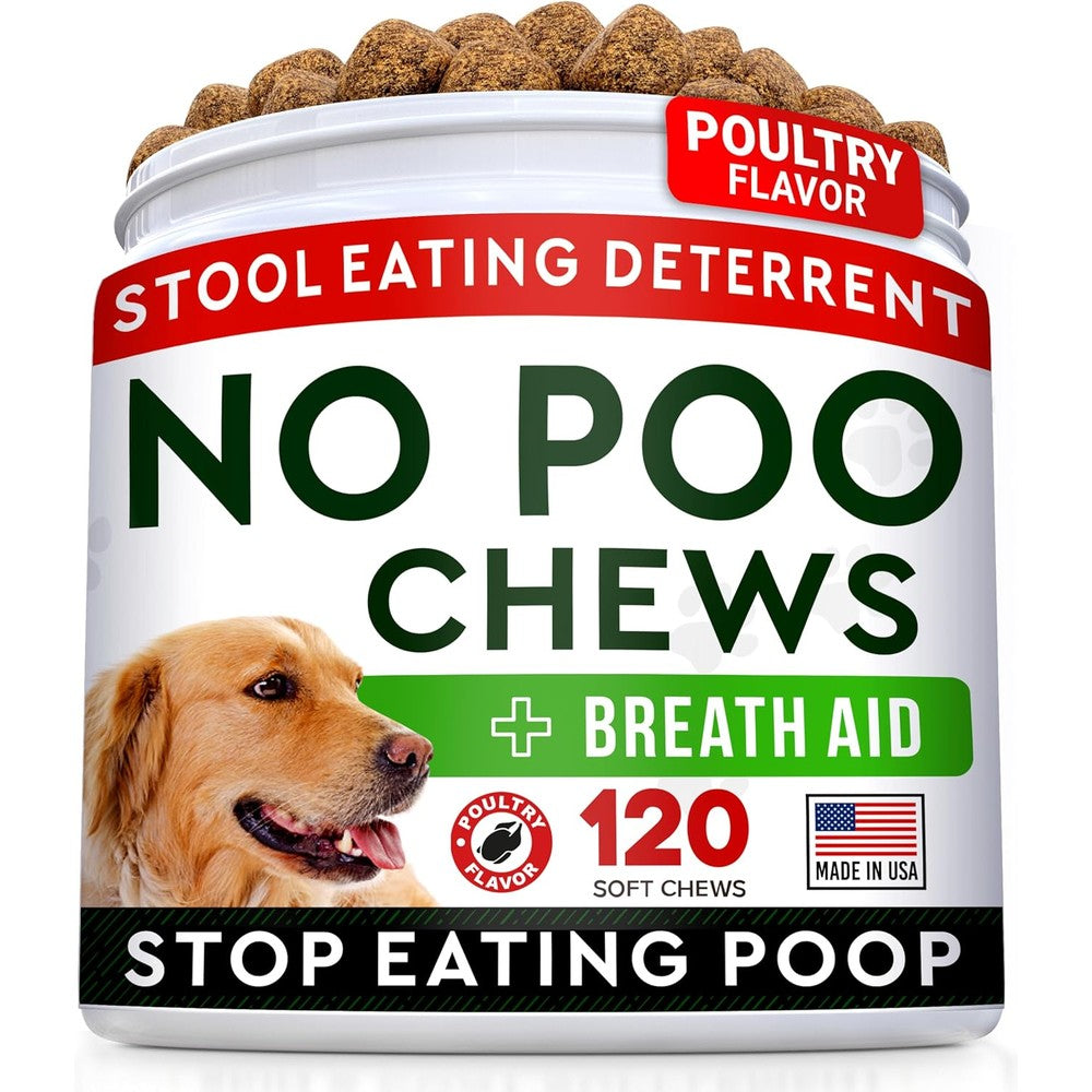 StrellaLab No Poo Chews For Dogs Coprophagia Deterrent With Probiotics And Enzymes Turkey Flavor