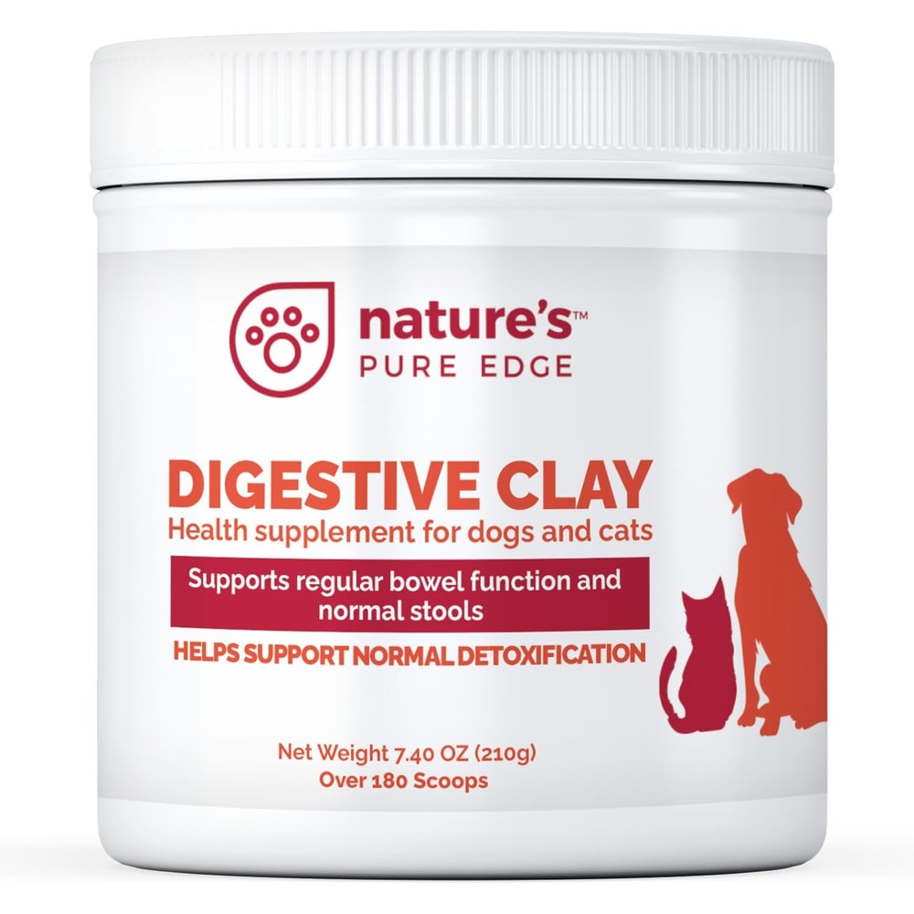 Nature's Pure Edge Digestive Clay Powder For Dogs And Cats Anti Diarrhea And Gas Relief Supplement Extra Large 7.40 Ounces