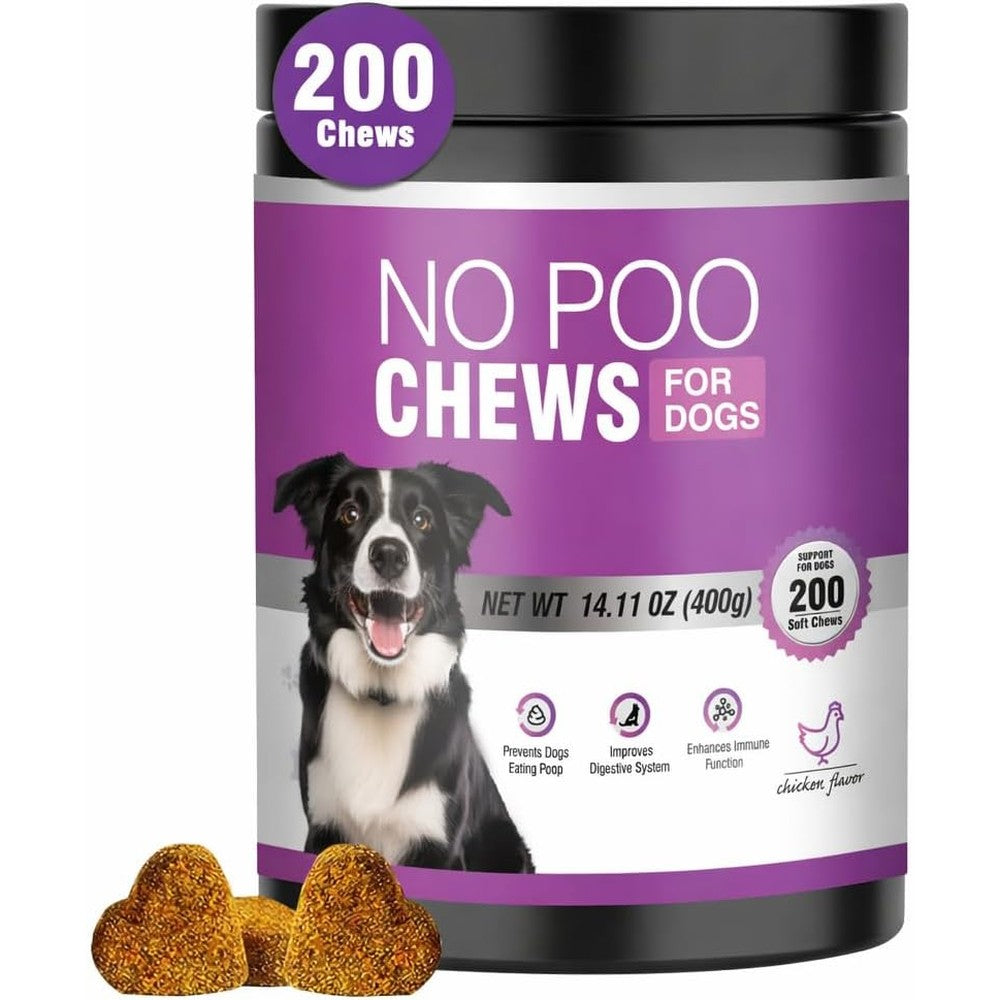 Ttixrl No Poo Chews Coprophagia Deterrent For Dogs 200 Count Supplement With Digestive Enzymes And Probiotics Chicken Flavor