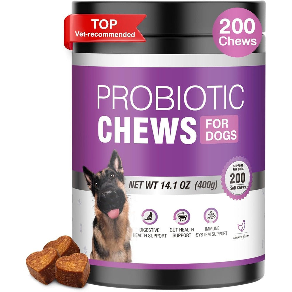 TTLXRL Probiotics For Dogs 200 Pieces Soft Chews For Digestive Health Digestive Enzymes And Prebiotics For Gut Support And Itchy Skin Relief