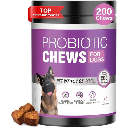 TTLXRL Probiotics For Dogs 200 Pieces Soft Chews For Digestive Health Digestive Enzymes And Prebiotics For Gut Support And Itchy Skin Relief