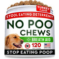 Strellalab No Poo Chews For Dogs Turkey Flavored Coprophagia And Stool Eating Deterrent With Probiotics Digestive Enzymes And Breath Aid 120 Count