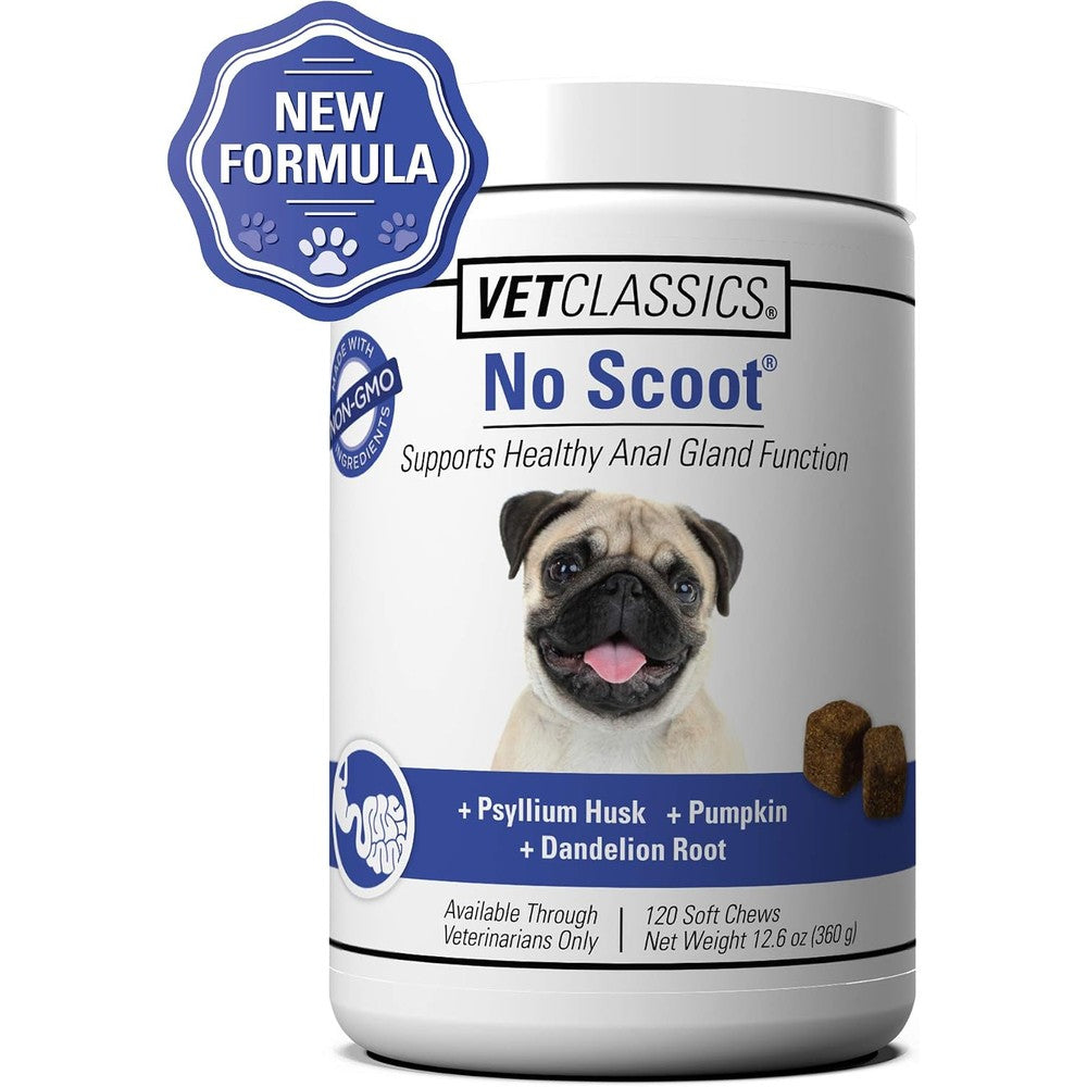 Vet Classics No Scoot Dog Supplements For Healthy Anal Gland Function And Normal Bowel Support 120 Soft Chews