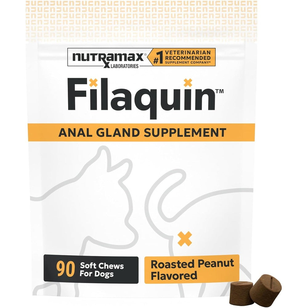 Nutramax Filaquin Anal Gland Supplement For Dogs With Prebiotics And Postbiotics Roasted Peanut Flavored Soft Chews 90 Count
