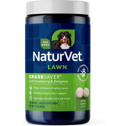 Naturvet Grasssaver Wafers For Dogs Plus Enzymes With B-Complex Vitamins And Amino Acids, 300 Chewable Wafers, Authentic Usa Imported