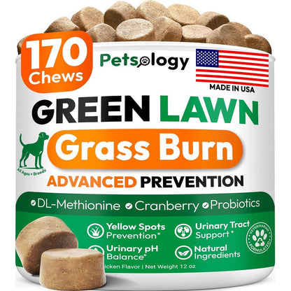 Yuma's Petsology Dog Urine Neutralizer For Lawn 170 Soft Chews Advanced Grass Burn Spot Saver With Probiotics And Digestive Enzymes