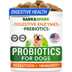 Bark And Spark Probiotics For Dogs Digestive Health With Enzymes Diarrhea And Gas Treatment For Allergy And Itchy Skin 120 Count Chicken Flavor