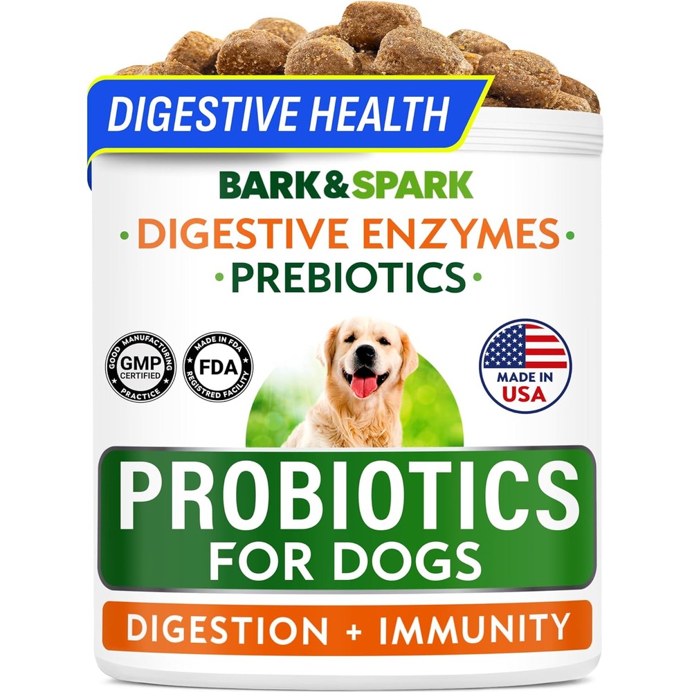 Bark And Spark Probiotics For Dogs Digestive Health With Enzymes Diarrhea And Gas Treatment For Allergy And Itchy Skin 120 Count Chicken Flavor