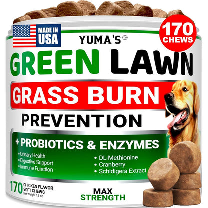 Yuma's Dog Urine Neutralizer For Lawn 170 Chews Advanced Grass Green Saver Supplement With Probiotics And Digestive Enzymes For Dogs