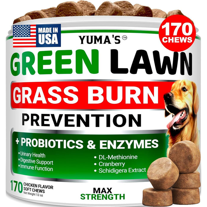 Yuma's Dog Urine Neutralizer For Lawn 170 Chews Advanced Grass Green Saver Supplement With Probiotics And Digestive Enzymes For Dogs