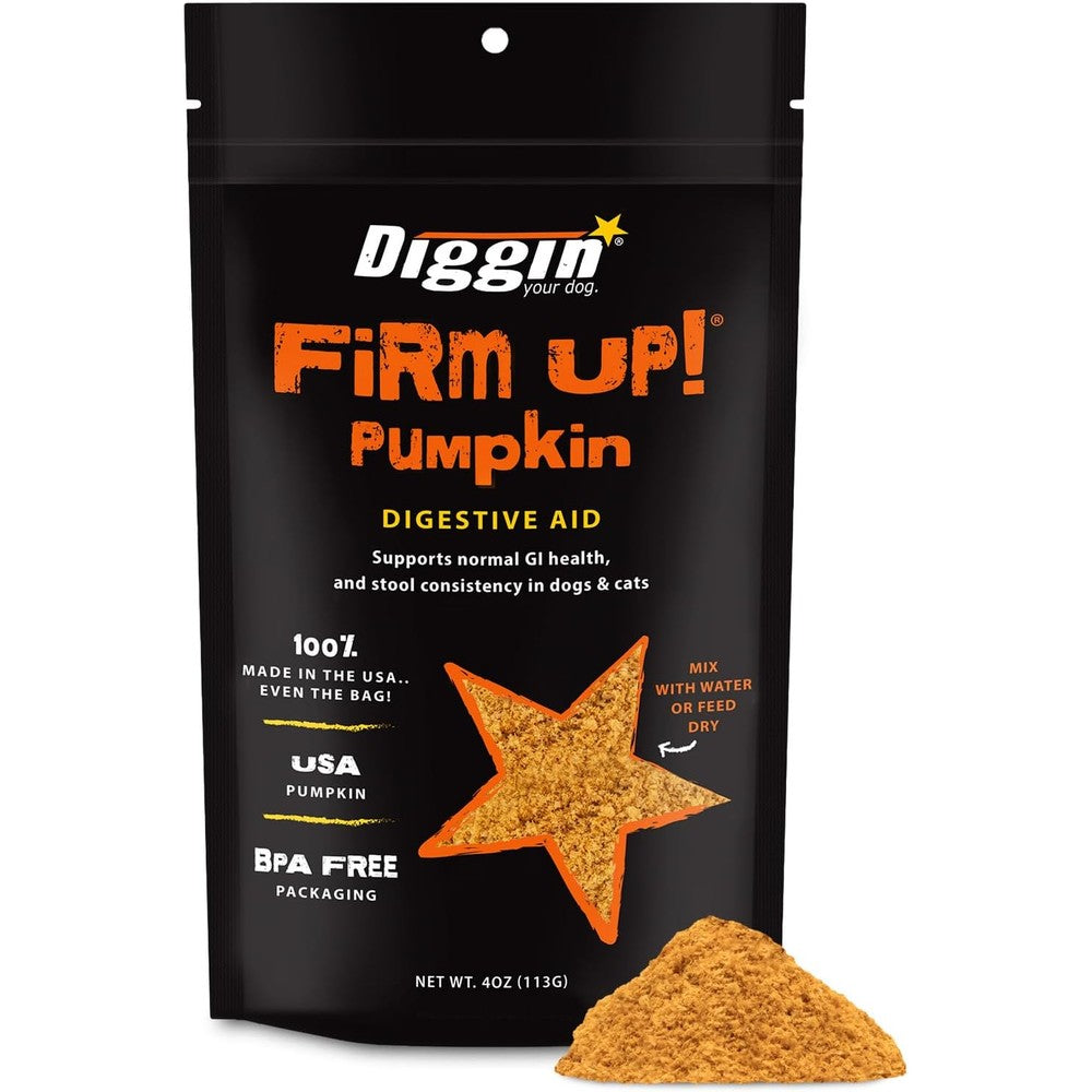 Diggin' Your Dog Firm Up Pumpkin Super Supplement For Digestive Health For Dogs And Cats, 4 Ounce