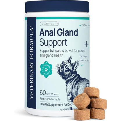 Veterinary Formula Anal Gland Support For Dogs Vet Formulated No Scoot Chews With Pumpkin Ginger Agave Inulin And Probiotics 60 Soft Chews