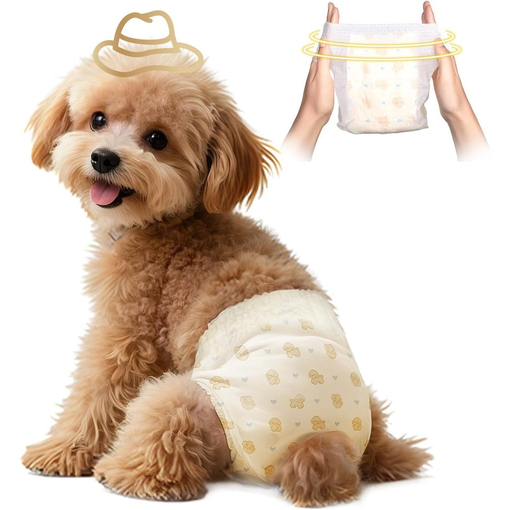 DOGGO DOUG Disposable Dog Diapers Female 360 Degree Leak Proof Full Wrap Stretchy Waist Diapers For Female Dogs In Heat Small 10 Count