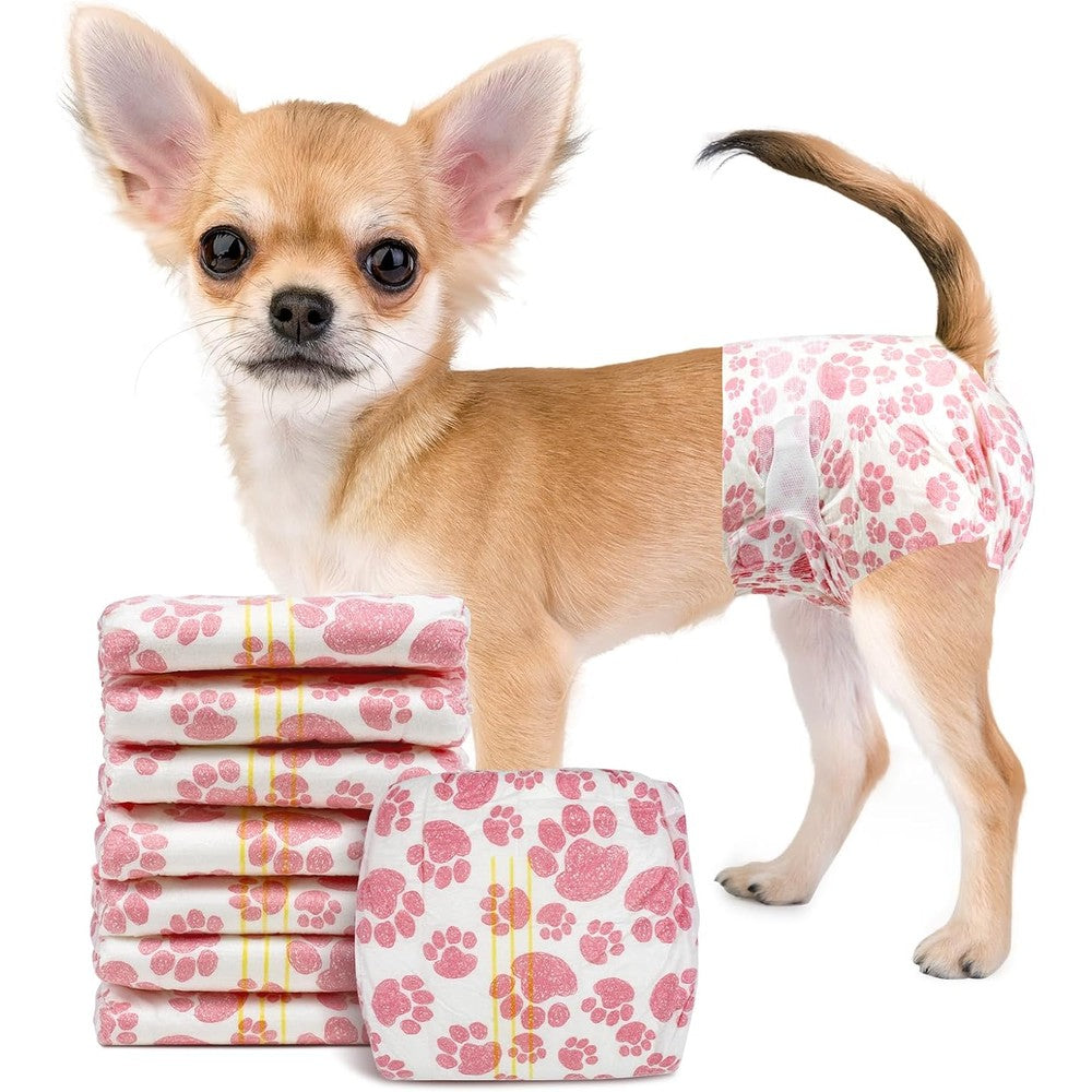 Dono Female Dog Diapers Disposable Absorbent Puppy Diapers With Adjustable Tail Hole And Wetness Indicator Pink XXSmall 16 Count