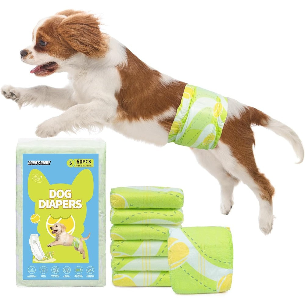 Dono Disposable Male Dog Diapers Super Absorbent Leak Proof Belly Band Wraps With Wetness Indicator Small Size 60 Count