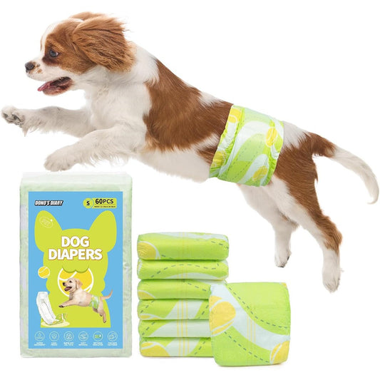 Dono Disposable Male Dog Diapers Super Absorbent Leak Proof Belly Band Wraps With Wetness Indicator Small Size 60 Count