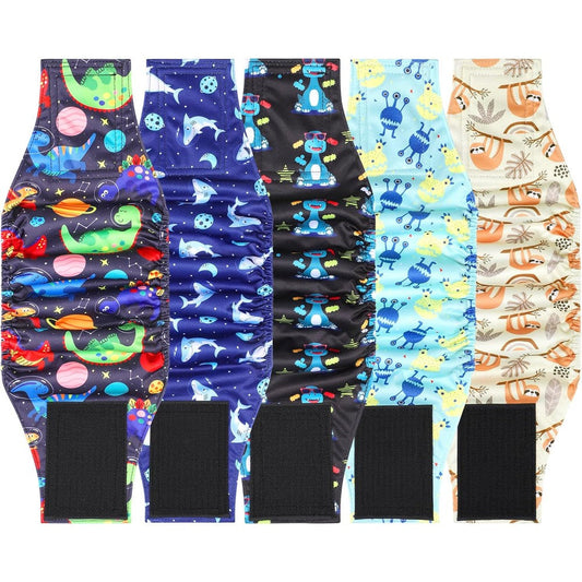 Pilviset Reusable Male Dog Diapers Premium Washable Belly Bands High Absorbing Dog Pee Wraps For Incontinence And Training Dinosaur Patterns Small ...