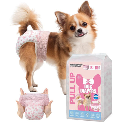 Dono Disposable Pull It Up Female Dog Diapers With 360 Degree Stretchy Waistband And Rapid Dry Technology Size Small 10 Pieces