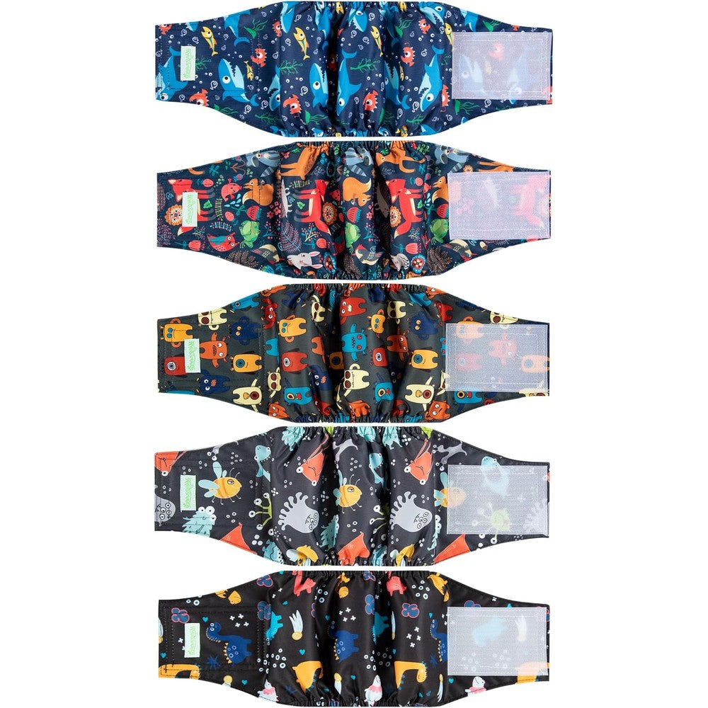 Wegreeco Small Dog Diapers Male Reusable Belly Bands Washable Doggie Puppy Diaper Wraps 5 Pack Small