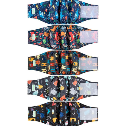 Wegreeco Small Dog Diapers Male Reusable Belly Bands Washable Doggie Puppy Diaper Wraps 5 Pack Small